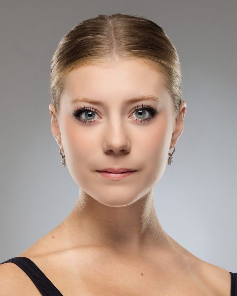 Classic ballet audition headshot with hair in a bun, Houston