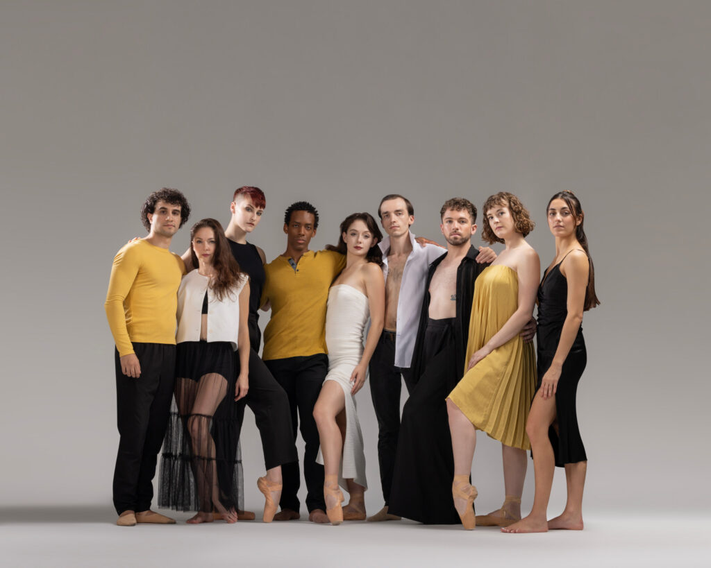Dance company portrait of nine dancers, photographed in Houston by Ashkan Image